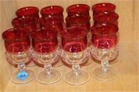 SELECTION OF FLASHED RED RIMMED GOBLETS