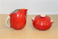 RED HALL'S CREAMER AND SUGAR BOWL-HARD TO FIND