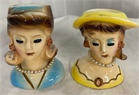 2 Small Vintage Head Vases