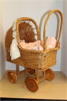VINTAGE? WICKER ROLLING DOLL CARRIAGE