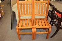 PAIR OF WOOD SLATTED CHAIRS