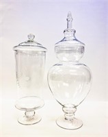 (2) LIDDED GLASS JARS WITH LIDS