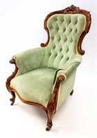 LATE 19TH CENTURY CARVED GENTLEMAN'S ARMCHAIR