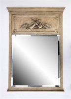 DECORATIVE SILVERED BEVELED GLASS WALL MIRROR