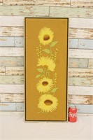 Vintage 1970s Crewelwork Sunflower Art