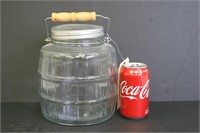 Vintage Pickle Jar w/ Wooden Handle ~ 8 1/2" Tall