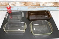 Lot of 4 Assorted Glass Baking Dishes