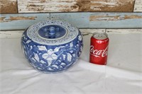 Blue & White Ceramic Ginger Jar w/ Lid
