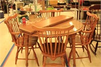 Vintage 80s Solid Maple Dining Set w/ Glass Top