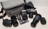 Canon AE-1 Camera w/ Five Zoom Lens & Flash