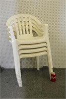 Set of 4 White Stacking Plastic Chairs