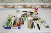 Tray Lot of Miscellaneous Kitchen Utensils