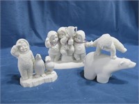 Three Dept 56 Snow Babies Porcelain Figurines