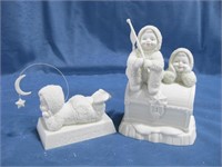 Pair Dept 56 Snow Baby Porcelain Figurines 5" Tall
