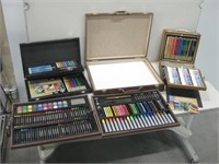 3 Travel Cases Of Assorted Art Supplies