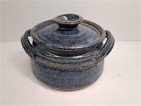 Pottery Bean Speckled Blue Pot, no chips &
