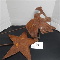 RUSTY GOLD LAWN STAKES, ANGLE & STAR 34 IN