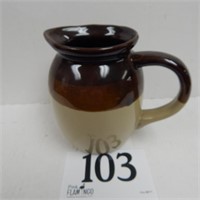 BROWN DRIP HANDLED PITCHER 6 IN