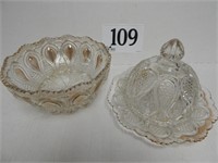 ANTIQUE NEW JERSEY LOOPS BUTTER DOME & FRUIT BOWL