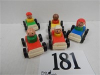 1970's LITTLE PEOPLE CARS BY FISHER PRICE QTY 5