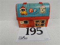 FISHER PRICE RED BARN LUNCH BOX, MISSING HANDLE &
