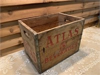 ATLAS BEVERAGE WOOD ADVERTISING CRATE