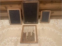 3 OLD STUDENT CHALKBOARDS ETC