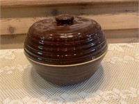 BROWN PRIMITIVE BOWL WITH LID