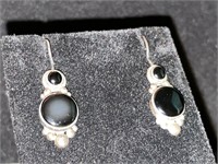 925 Silver Earrings set with Onyx Stones total