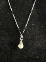 Sterling Silver Chain with pearl pendant total