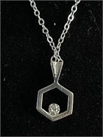 14k white gold Diamond Necklace pendant is set