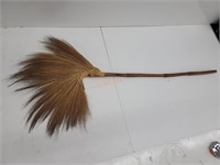 Vintage Thai Palm Fibre Bamboo Handle Broom