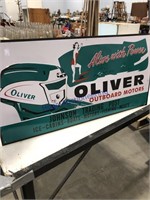 OLIVER OUTBOARD MOTOR TIN SIGN - APPROX 12"TX24"L
