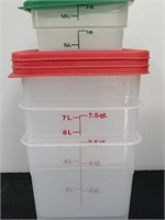 Group of (3) commercial 7.5 quart food storage