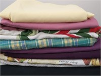 Large group of fabric table cloths