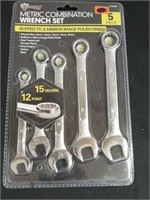 NEW 5 piece metric combination wrench set