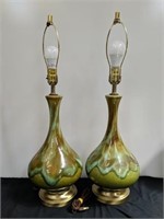 (2) 29" mid-century green lamps.