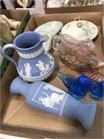 WEDGWOOD GLASS, FENTON BOOTS, OTHER MISC GLASS,
