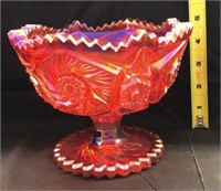 L.E. Smith Buzz star red carnival glass bowl