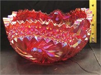 L.E. Smith Buzz star red carnival glass bowl