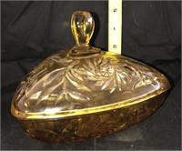 amber glass bowl with lid