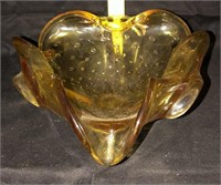 amber blown glass bowl