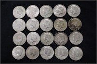 20 KENNEDY HALF DOLLARS, MOST CLAD