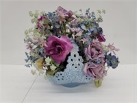 Ornate Ceramic Basket w/ floral Arrangement
