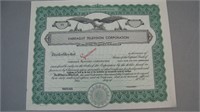 Vintage Farragut TV Stock Certificate