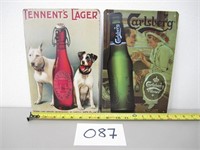 2 Metal Signs - Tennent's Lager & Carlsberg
