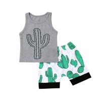 2PCS Infant Baby Boy Summer Cactus Tops - 2 Years