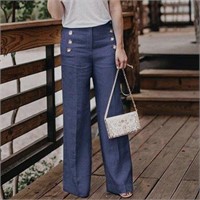 Womens Wide-Legged Trousers Ladies Long Pants - M