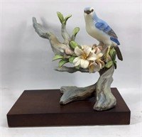 Cybis Blue Jay on Branch and Floral