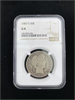 1907-S Barber Half Dollar, NGC G-6, U.S. 50c